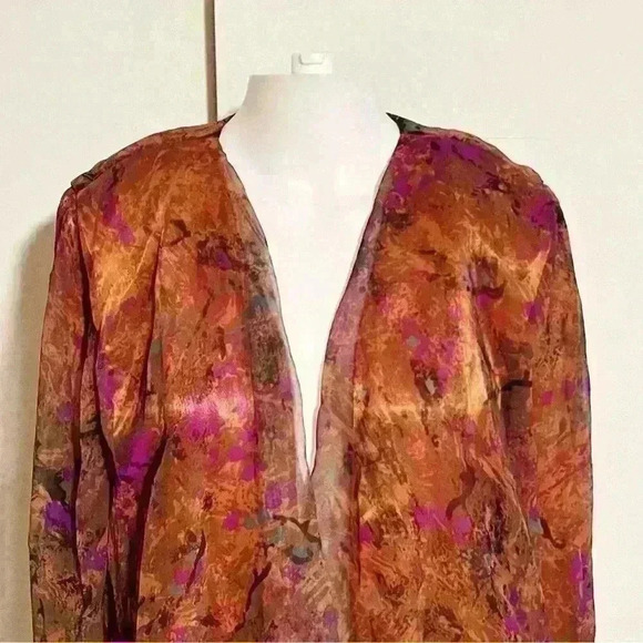 VTG French Action By Miami Explosion Open Front Chiffon Kimono Jacket Womens S/M - Picture 6 of 9